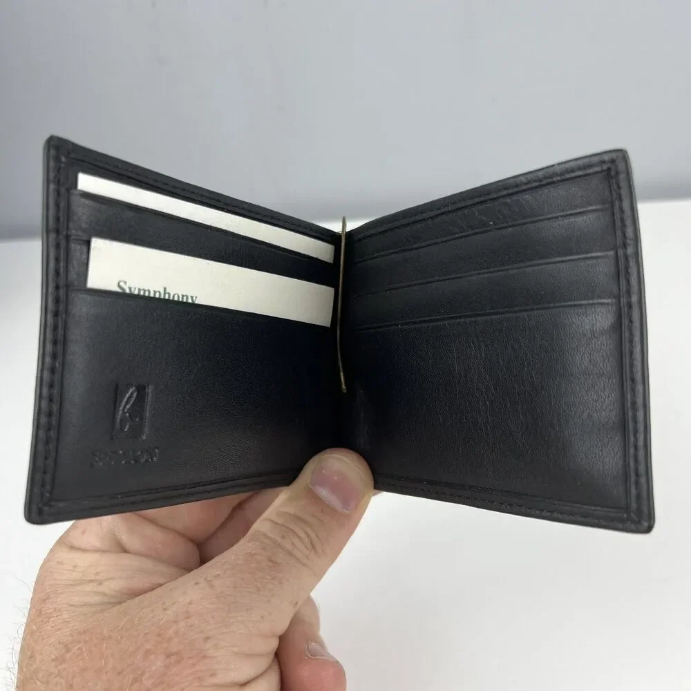 Belton DO50 Black Symphony Leather Men's Flip Money Clip 6 Slot Bifold Wallet
